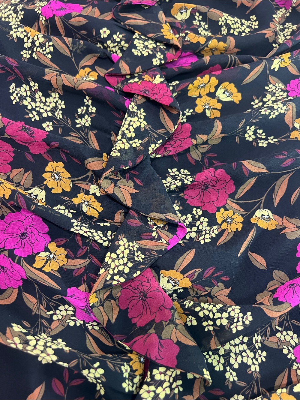 Astr Black Mini Dress with Pink & Mustard Floral Print - Picture 9 of 11